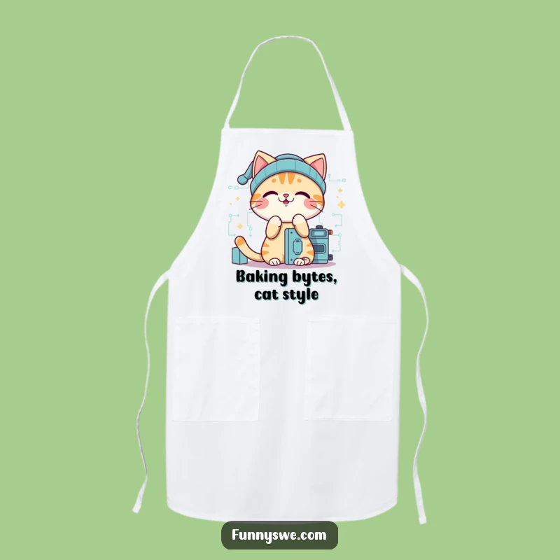 Funny Cat Coder Apron - Giggling Programmer Kitchen Wear