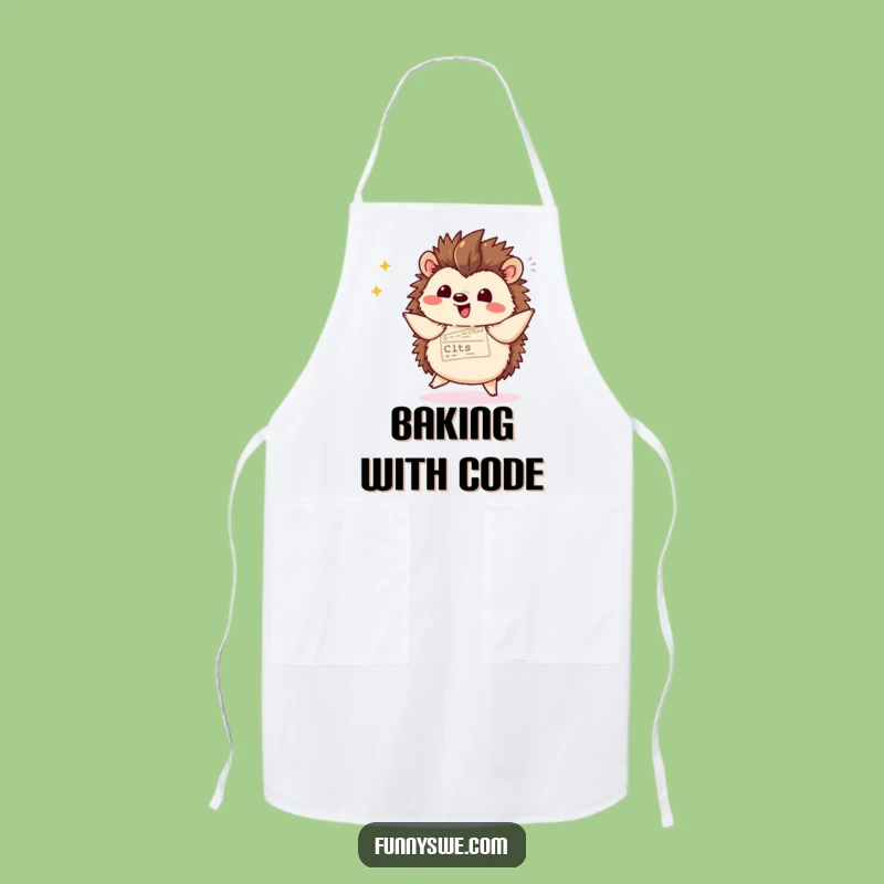 Funny Kawaii Hedgehog Chef Apron - Witty Coding & Kitchen Attire