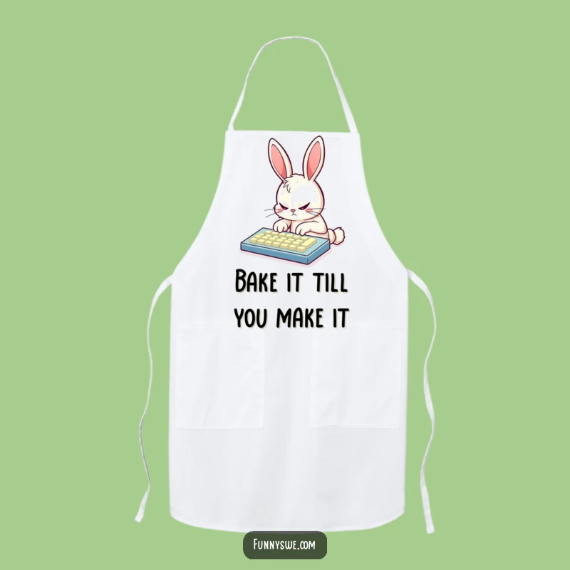 Funny Bunny Coder Apron: Cook & Code, Determined Typing, Perfect Kitchen Gift