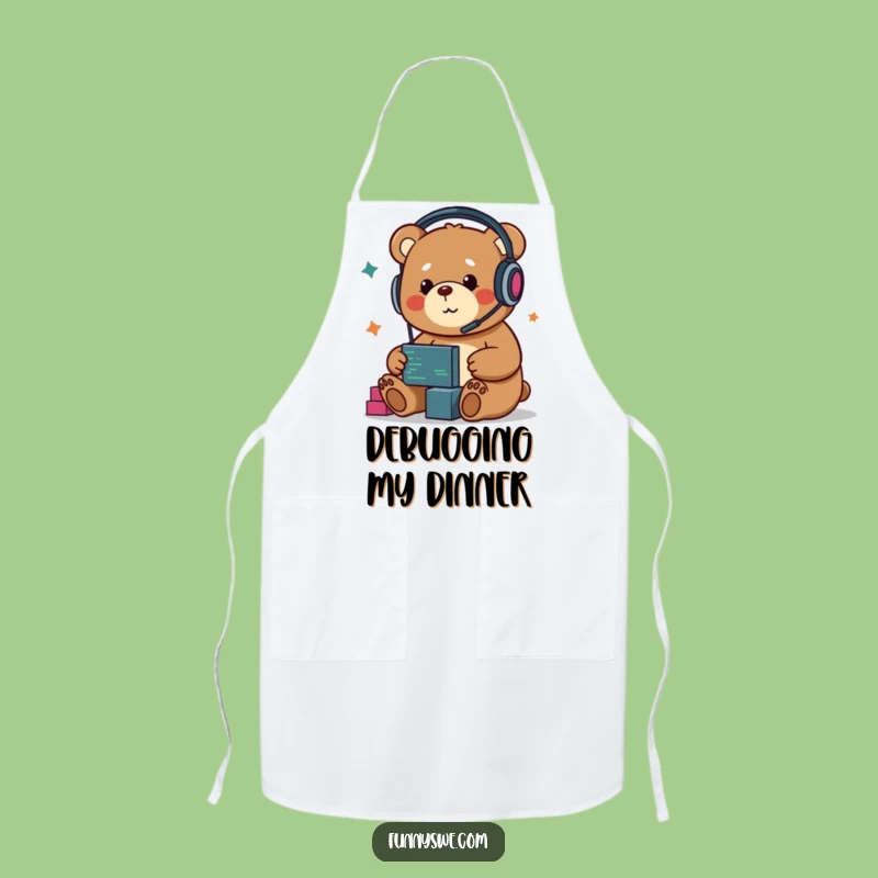 Funny Kawaii Bear Developer Apron: Cook & Code with Humor!