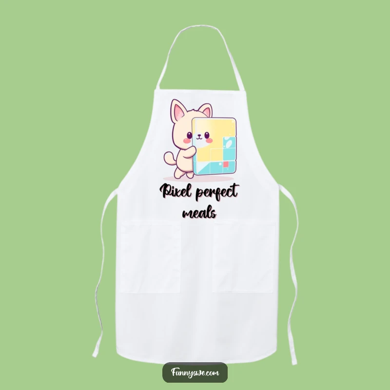 Funny Kawaii Pixel Pusher Apron - Cook Up Fun with Gaming Style!