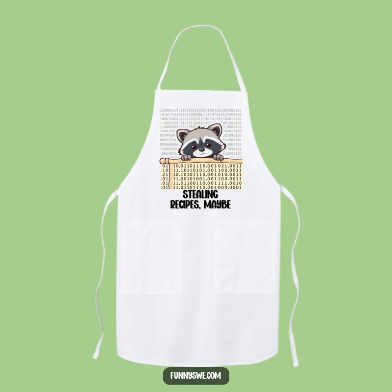 Funny Raccoon Coder Apron - Curious Kitchen Code Wear