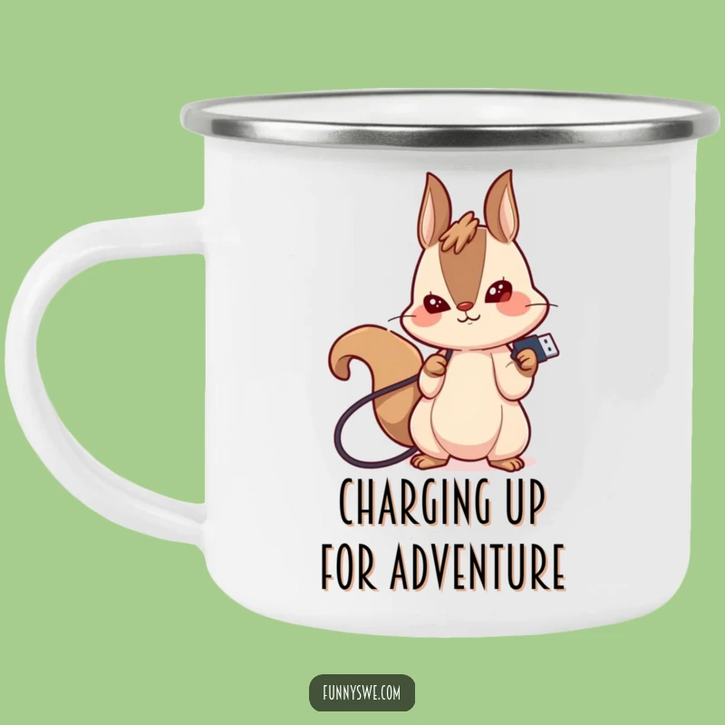 Funny Squirrel USB Camping Mug: Kawaii Tech Humor, Durable for Determined Adventures