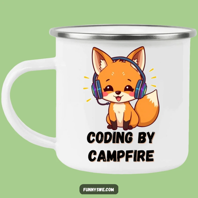 Funny Fox Coder Camping Mug: Campfire Coding Beats - Hilarious Tech Gift!