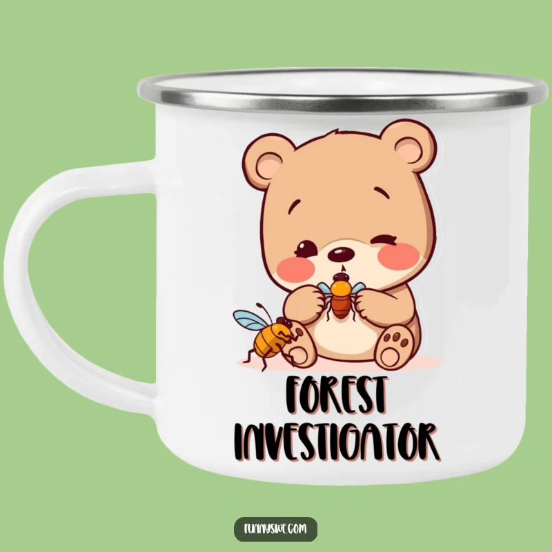 Funny Bear Bug Hunter Camping Mug: Explore Naturally, Curious Icon, Adventure Gift