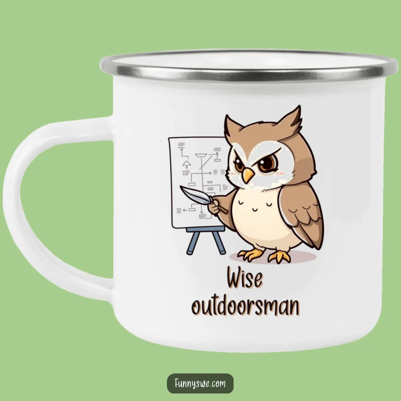Funny Determined Owl Flowchart Camping Mug: Planner's Outdoor Brew