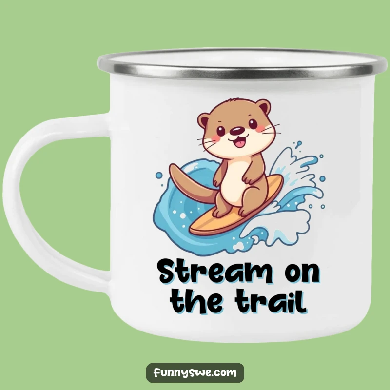 Funny Otter Data Surfer Camping Mug: Explore Digital, Wave Fun, Adventure Gift