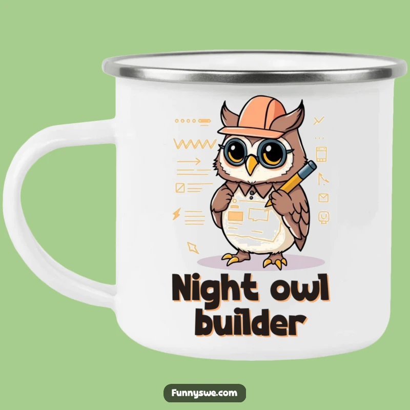 Funny Kawaii Owl Architect Camping Mug: Creative Adventures Fuel