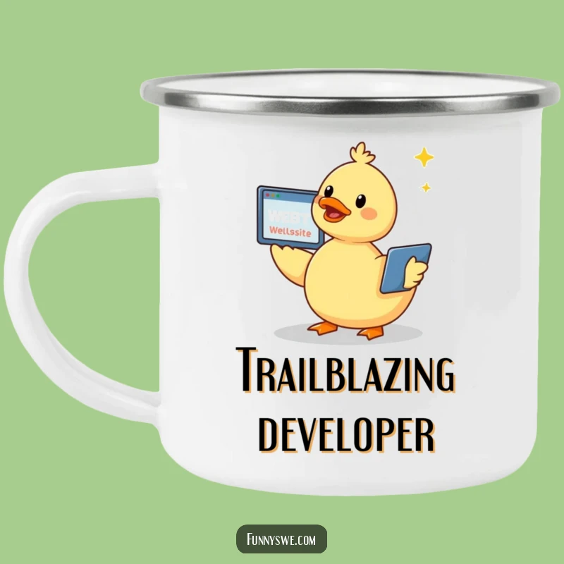 Funny Kawaii Duck Enamel Mug - Cheerful Outdoor Coding Companion