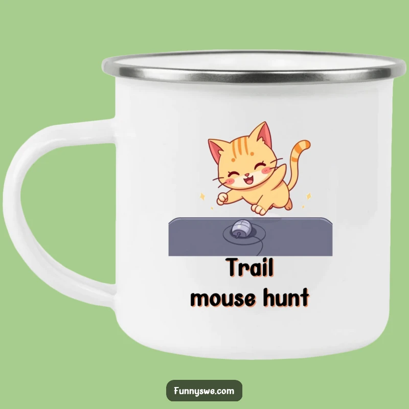 Funny Cat Cursor Camping Mug: Humorous Companion for Outdoor Fun