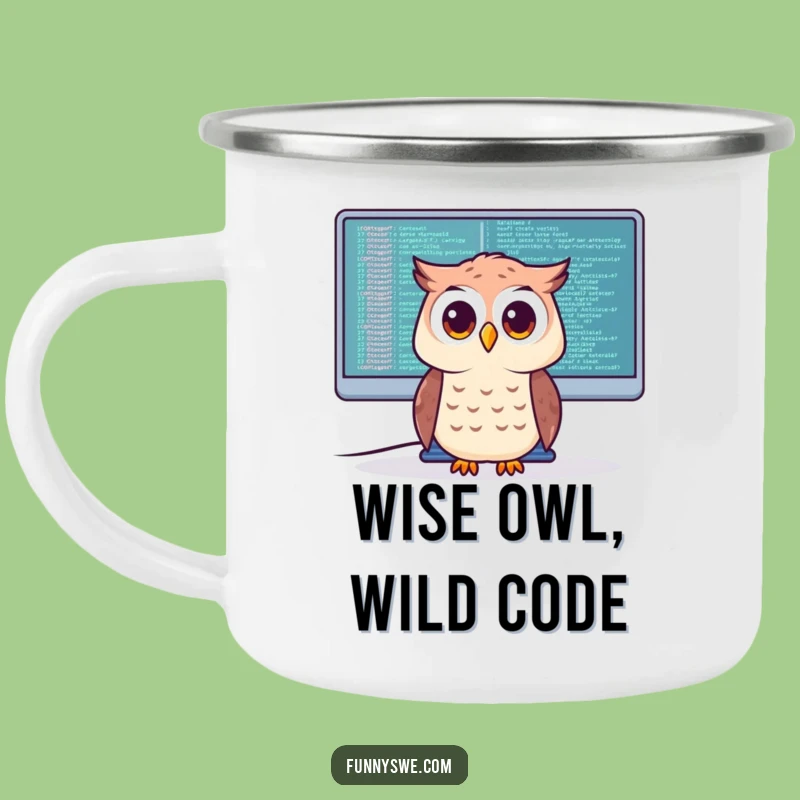 Funny Owl Coder Camping Mug: Wise Sips Under the Stars!