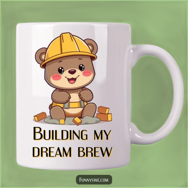 Funny Bear Builder Mug: Hilarious Hard Hat Character Construction Gift