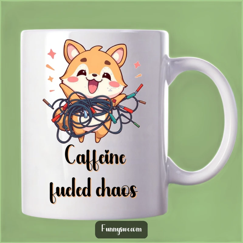 Funny Energetic Animal Wires Mug - Tech Chaos Gift