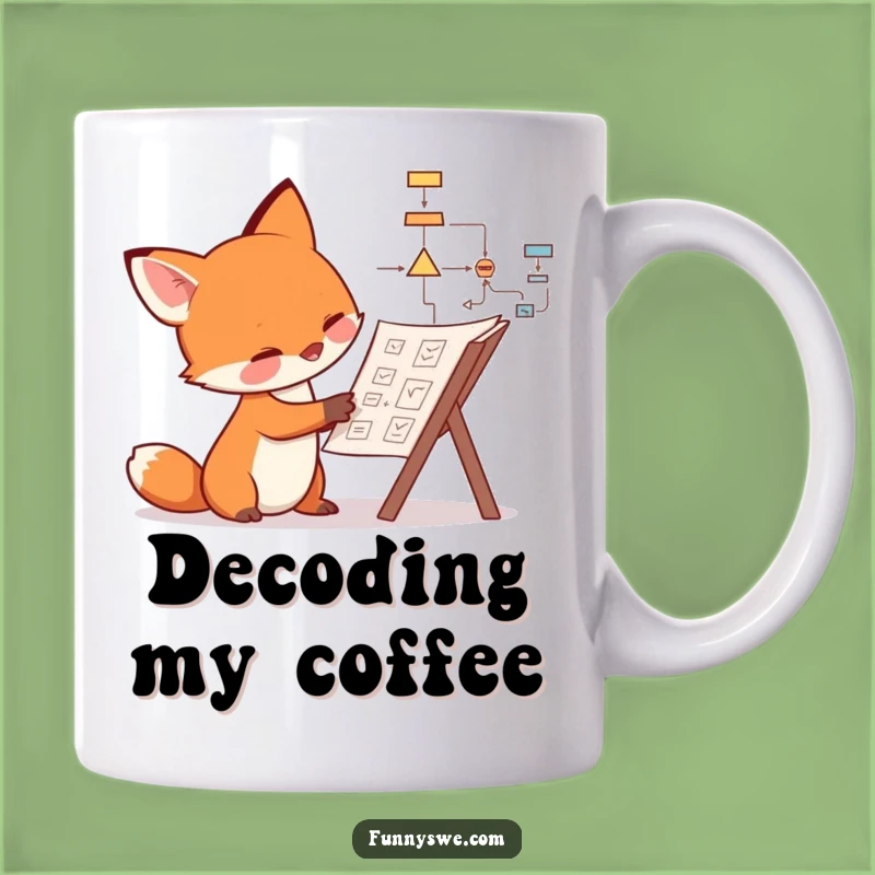 Funny Fox Flowchart Mug: Hilarious Gift for Thinkers and Problem Solvers