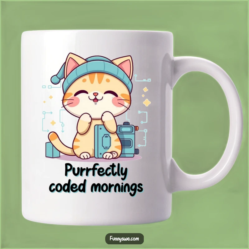 Funny Giggling Cat Programmer Mug - Adorable Coder Gift for Techies