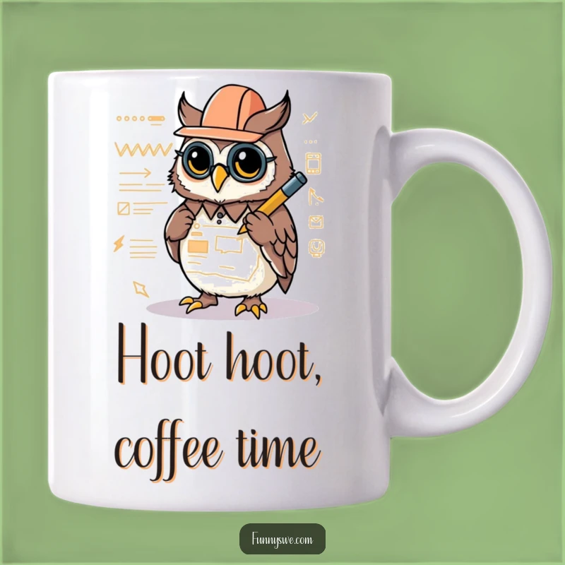 Funny Kawaii Owl Architect Mug: Creative Design Gift for Web Designers