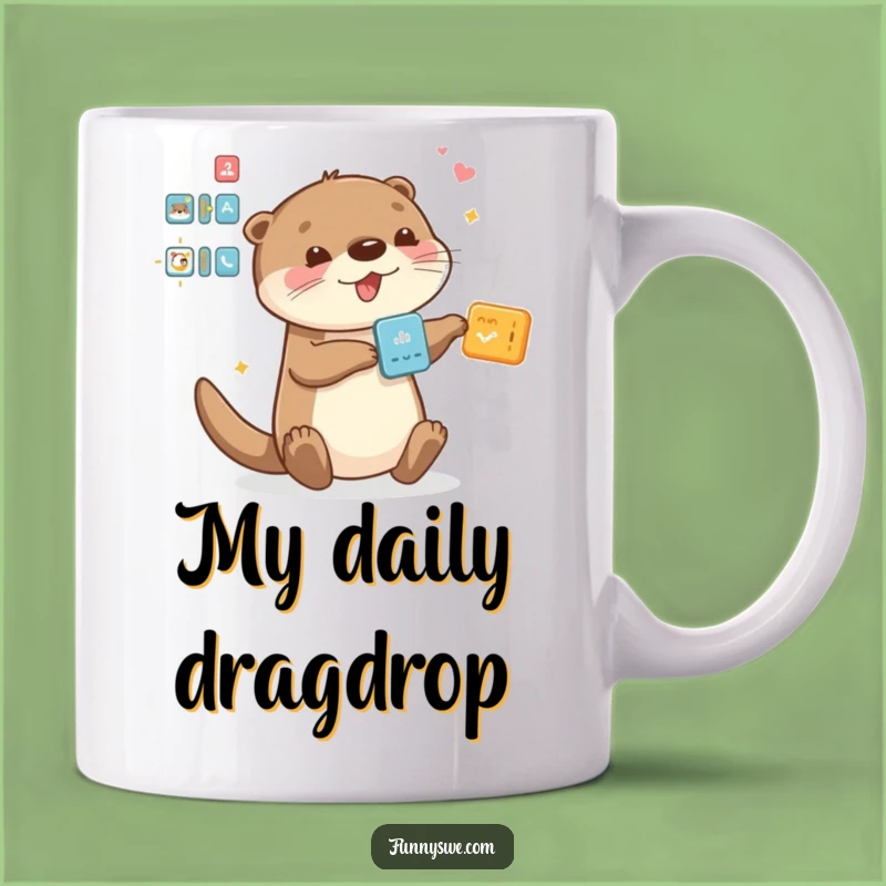 Funny Otter Drag and Drop Mug - Perfect Tech Gift for UI Designers