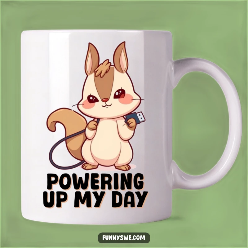 Funny Squirrel USB Mug: Kawaii Squirrel Tech Humor, Hilarious Gift for Geeks