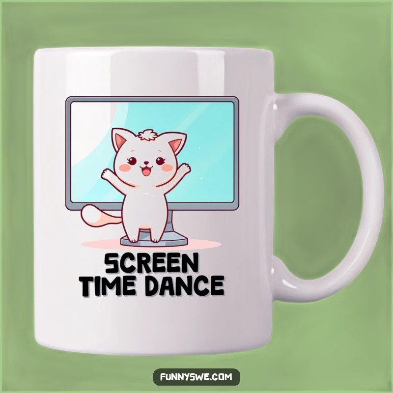 Funny Kawaii Tech Dancer Mug - Happy Screen Time Humor Gift