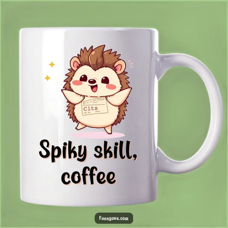 Funny Kawaii Hedgehog Coding Mug - Hilarious Dev Gift for Spiky Coders
