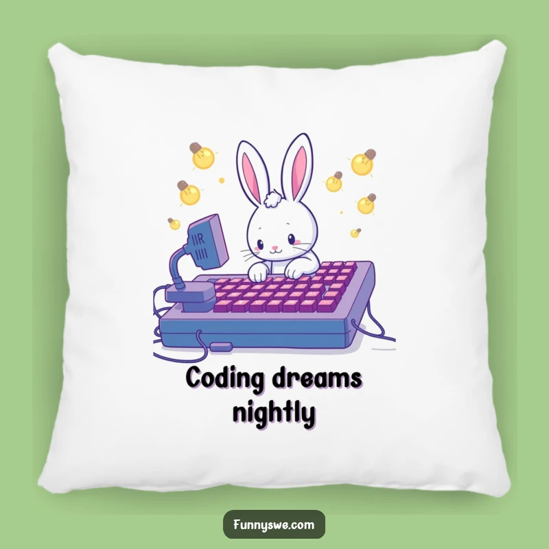 Funny Kawaii Rabbit Coder Pillow - Cozy Tech Comfort!
