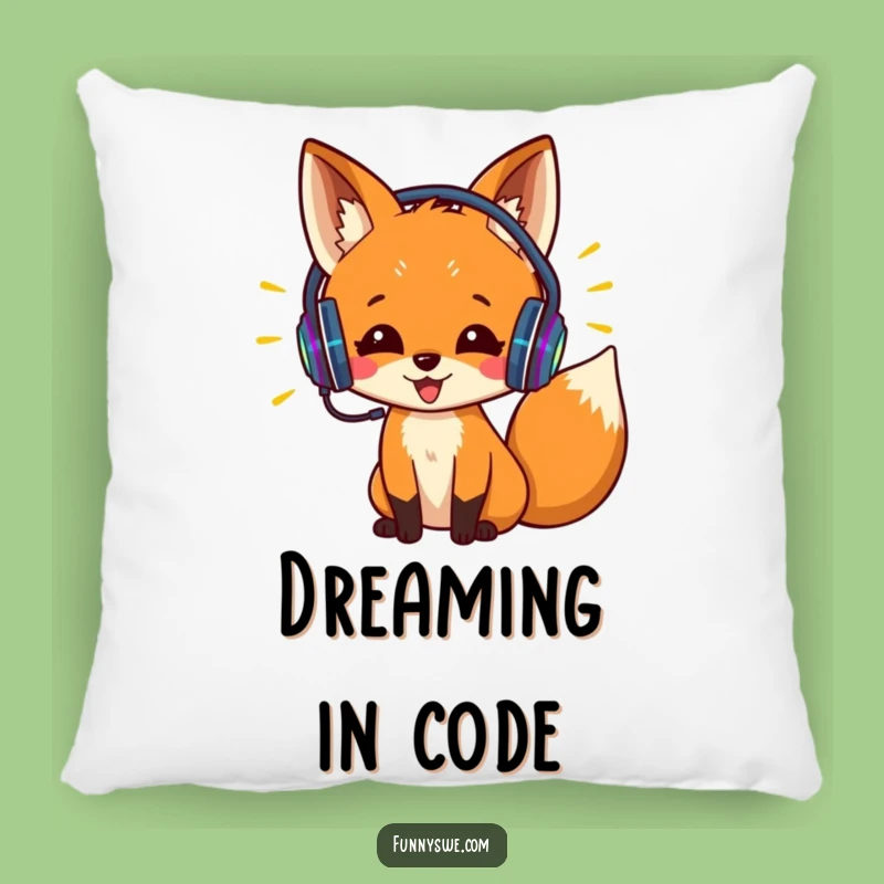 Funny Fox Coder Pillow: Cozy Coding Comfort - Hilarious Tech Gift!