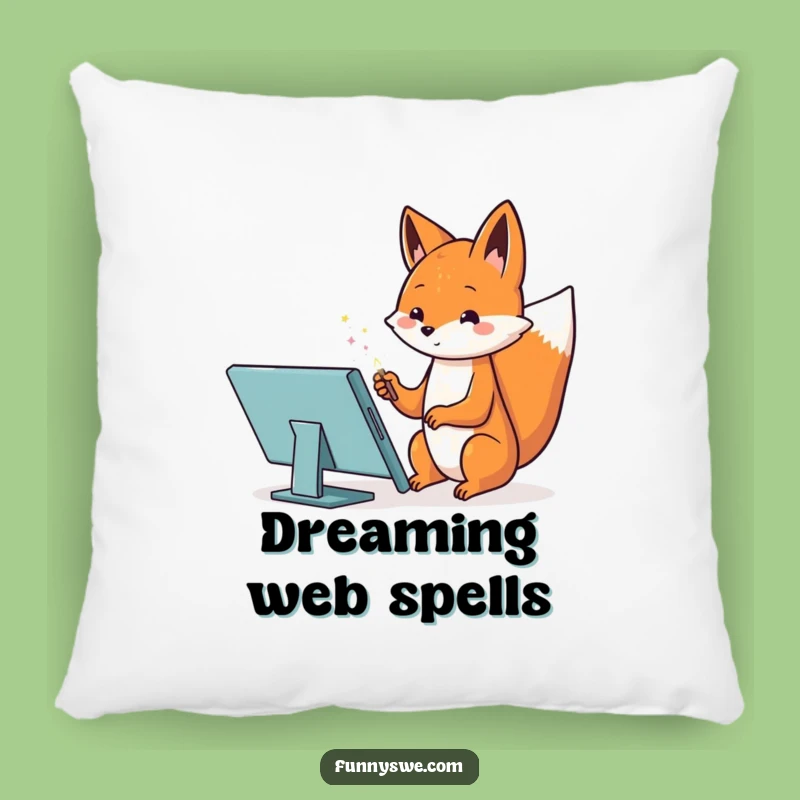 Funny Kawaii Fox Web Designer Pillow - Cozy Creative Comfort!