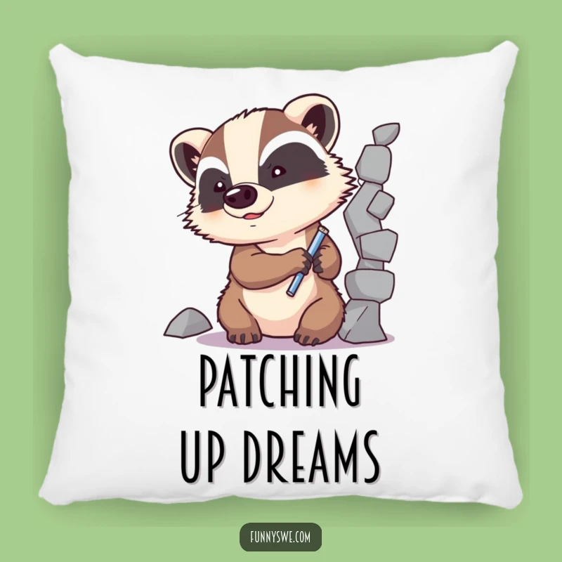 Funny Badger Code Fixer Pillow: Comfy Support for Debuggers