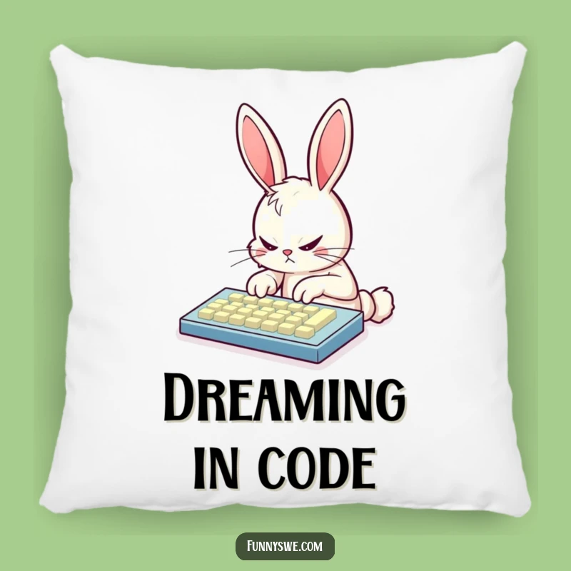 Funny Bunny Coder Pillow: Cozy Comfort, Furious Typing, Perfect Desk Accent