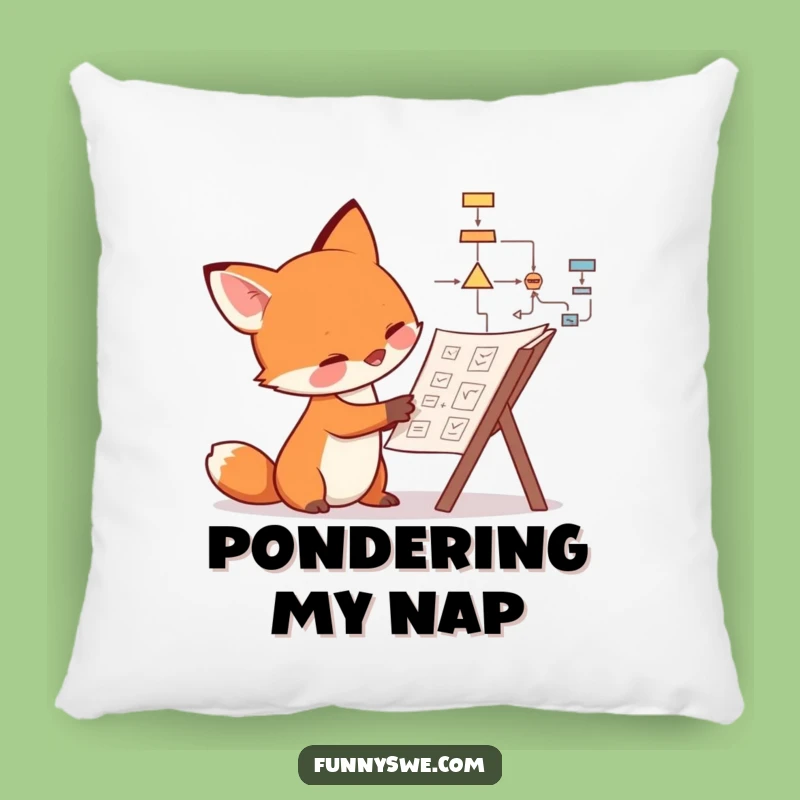 Funny Fox Flowchart Pillow: Cozy and Hilarious Decor for Thinkers