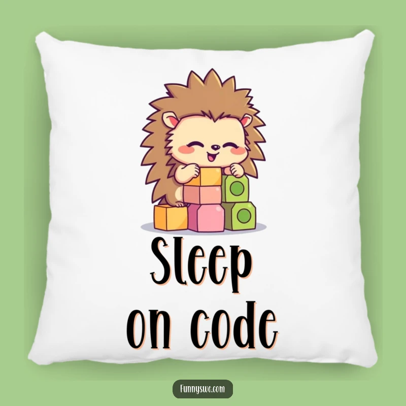 Funny Hedgehog Coder Pillow: Comfy Comfort for Programmers