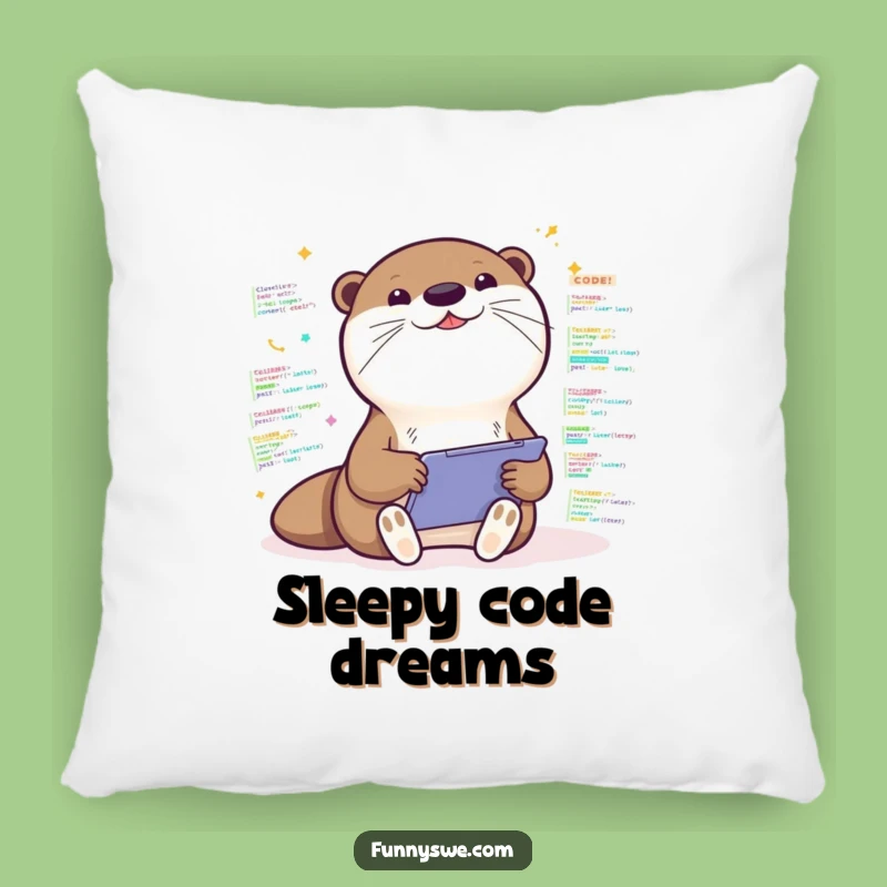 Funny Kawaii Otter Coder Pillow - Cozy Enthusiasm for Your Space!