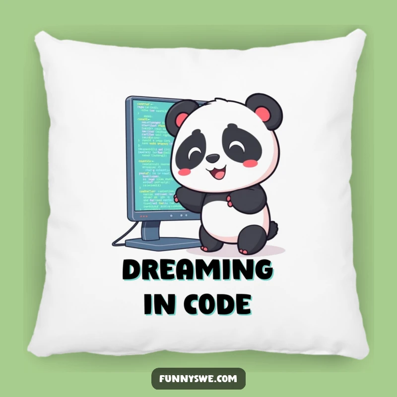 Funny Kawaii Panda Coding Pillow: Cozy Comfort for Tech Enthusiasts