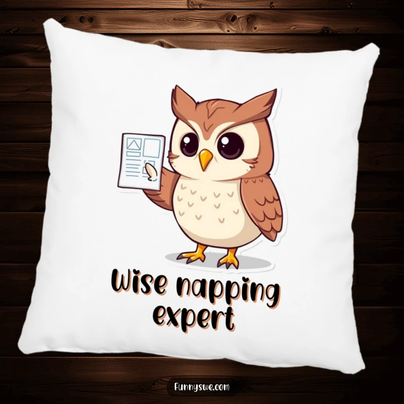 Funny Owl Website Blueprint Pillow: A clever owl points to a website schematic, bringing comfort and humorous design inspiration.
