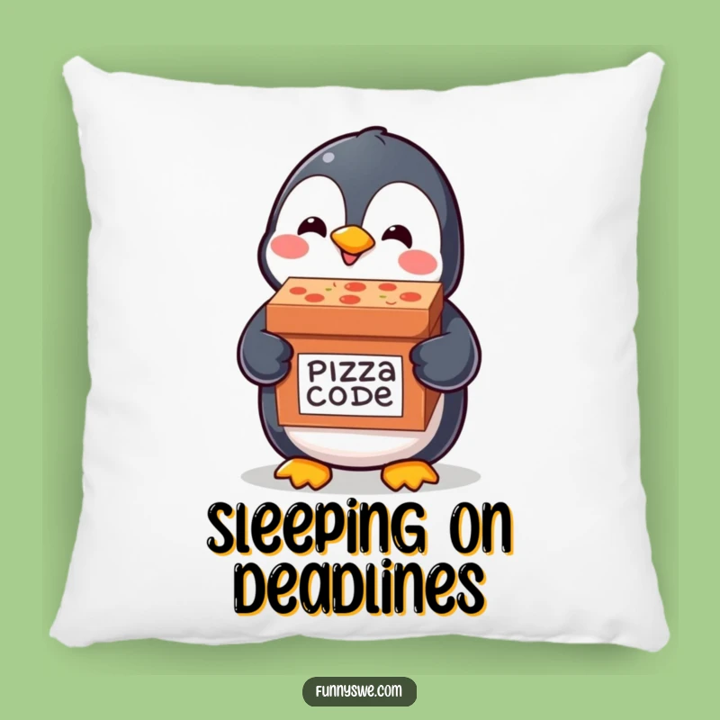 Funny Penguin Code Pillow: Pizza Delivery Penguin, Comfy Accent for Geeky Spaces