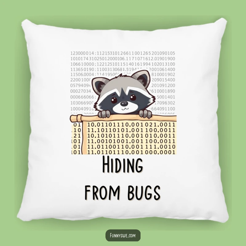 Funny Raccoon Coder Pillow - Curious Code Explorer Cushion