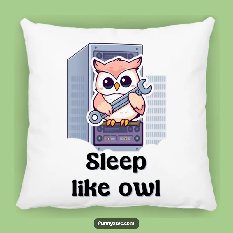 Funny Owl Tech Pillow: Cozy Humor for Your Command Center