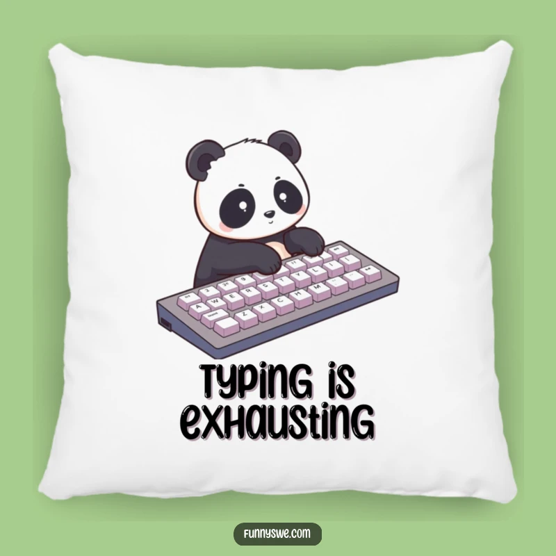 Funny Panda Typist Pillow: Cozy Coding Companion - Hilarious Tech Gift!