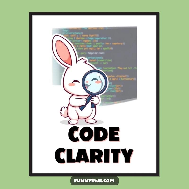 Funny Debugging Rabbit Digital Art: Cheerful Coder Art Print