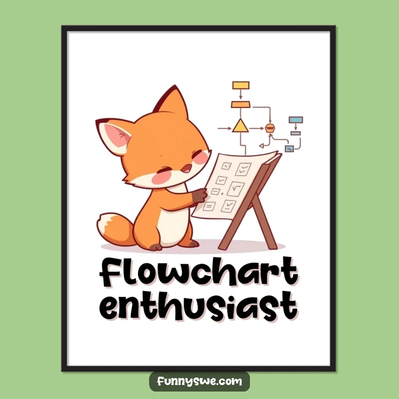 Funny Fox Flowchart Digital Art: Hilarious Strategic Print for Walls