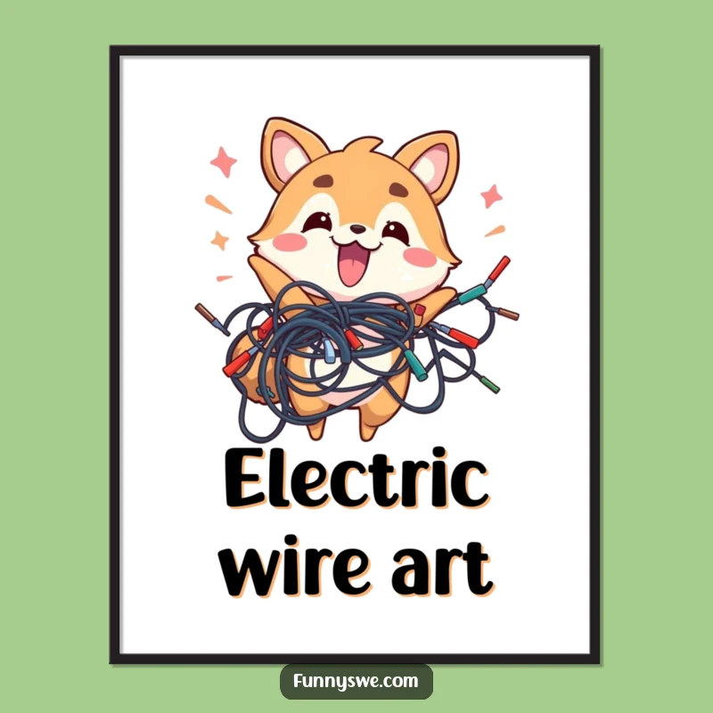 Funny Energetic Animal Wires Digital Art - Instant Tech Chaos Decor