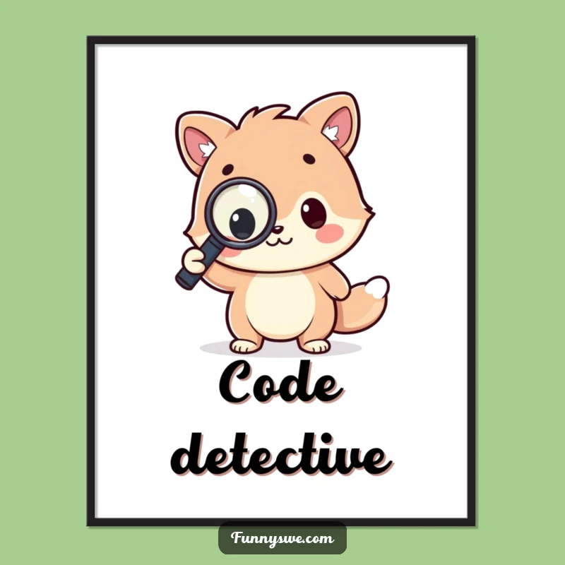 Funny Kawaii Coder Digital Art - Hilarious Tech Decor & Gift