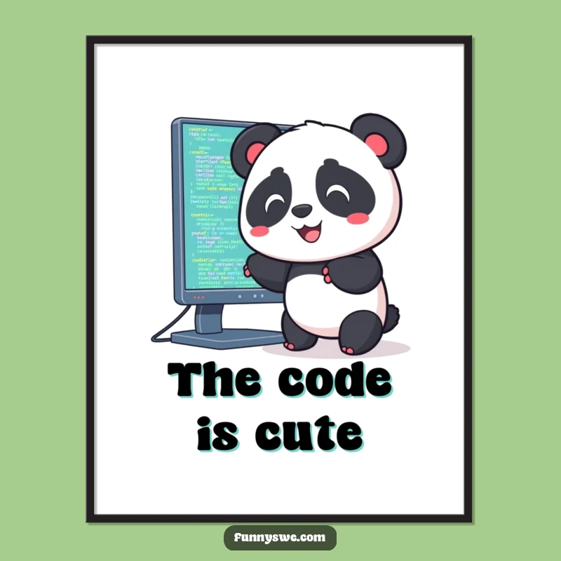 Funny Kawaii Panda Coding Digital Art: Instant Tech Fun Download