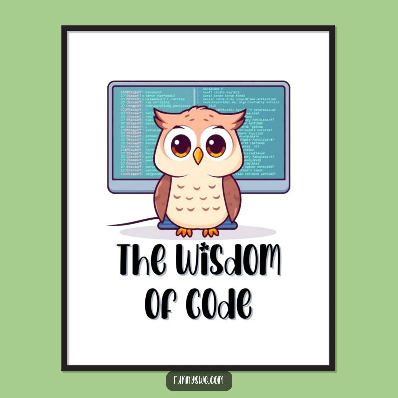 Funny Owl Coder Digital Art Print: Instant Wisdom for Your Space!