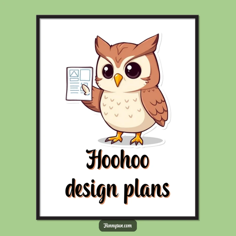 Funny Owl Website Blueprint Digital Print: Wise Art for Designers