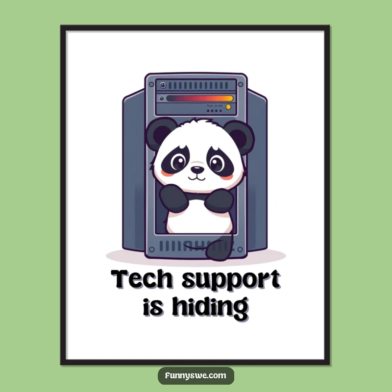 Funny Panda Digital Art Print - Quirky Server Rack Wall Decor