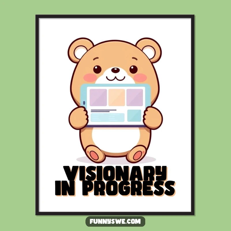 Funny Bear Web Designer Digital Print: Hilarious Art for Your Walls
