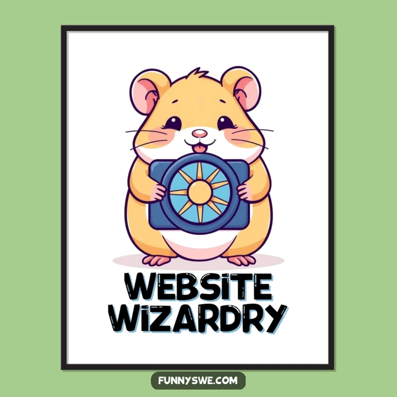 Funny Hamster Web Dev Digital Art: Hilarious Tech Decor Print