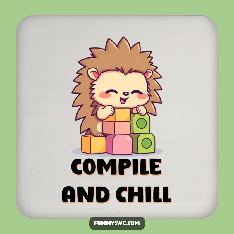 Funny Hedgehog Coder Coaster: Protect Surfaces with Tech Charm