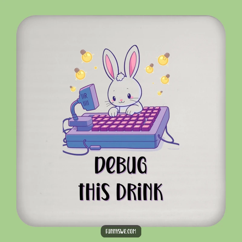 Kawaii Rabbit Coder Coaster Set - Funny Tech Protection!